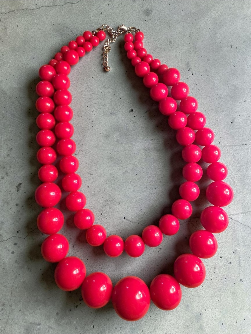 Three-Strand Hot Pink Beaded Necklace - Women Jewelry